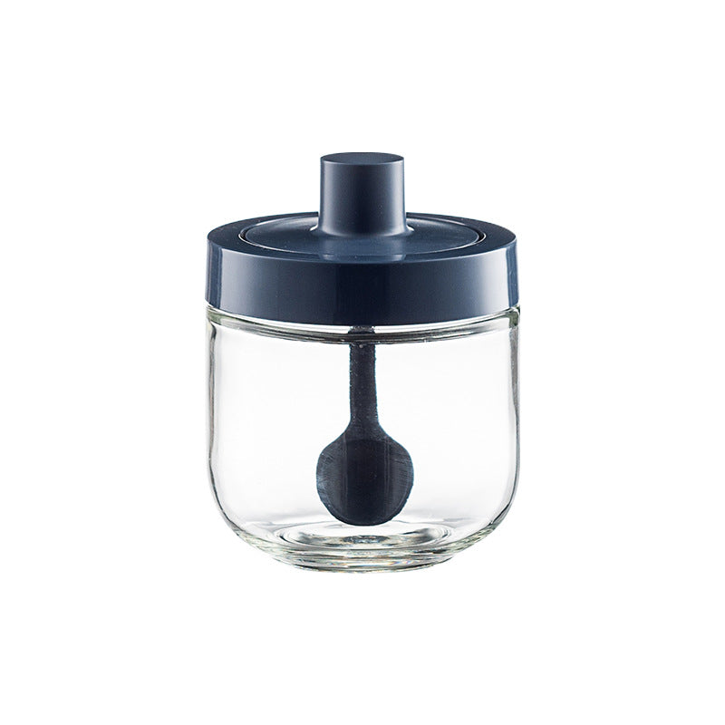 Independent design spoon cover integrated flavor home seasoning salt sugar oil pot kitchen glass flavor case set