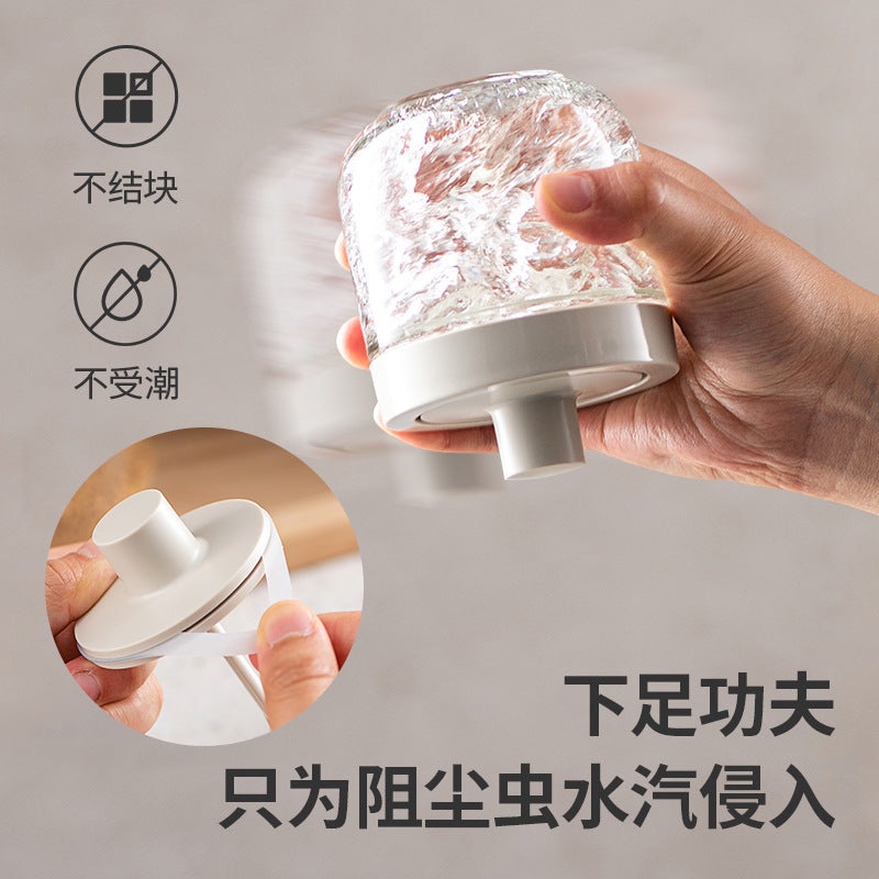 Independent design spoon cover integrated flavor home seasoning salt sugar oil pot kitchen glass flavor case set