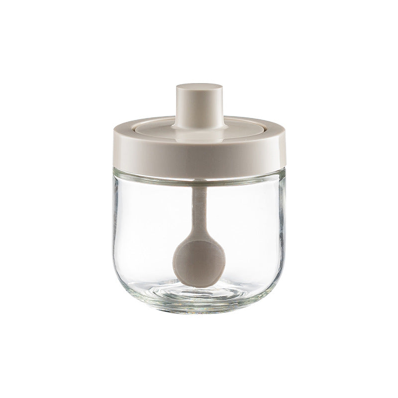 Independent design spoon cover integrated flavor home seasoning salt sugar oil pot kitchen glass flavor case set