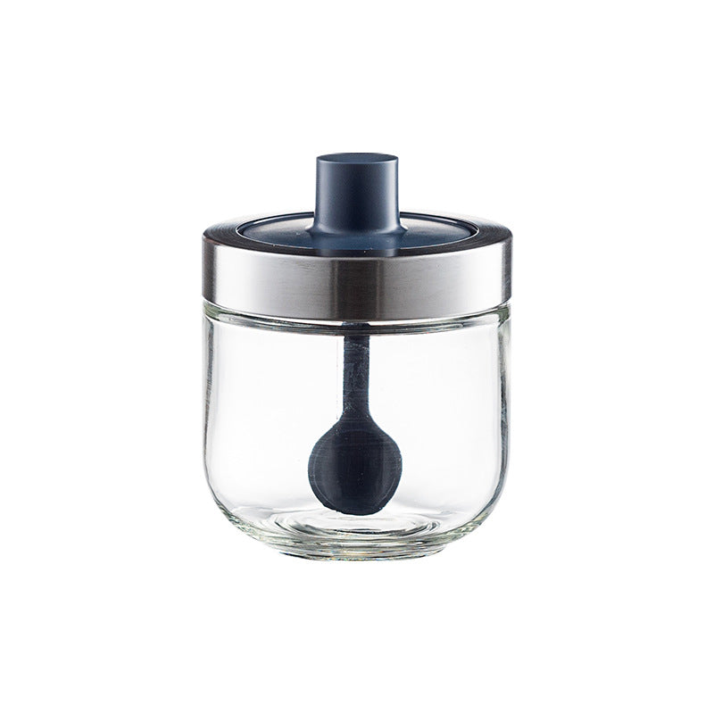 Independent design spoon cover integrated flavor home seasoning salt sugar oil pot kitchen glass flavor case set
