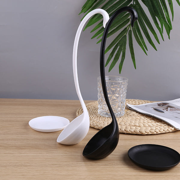 Swan Shaped Ladle White / Black Ladle Special Design Vertical Swan Spoon