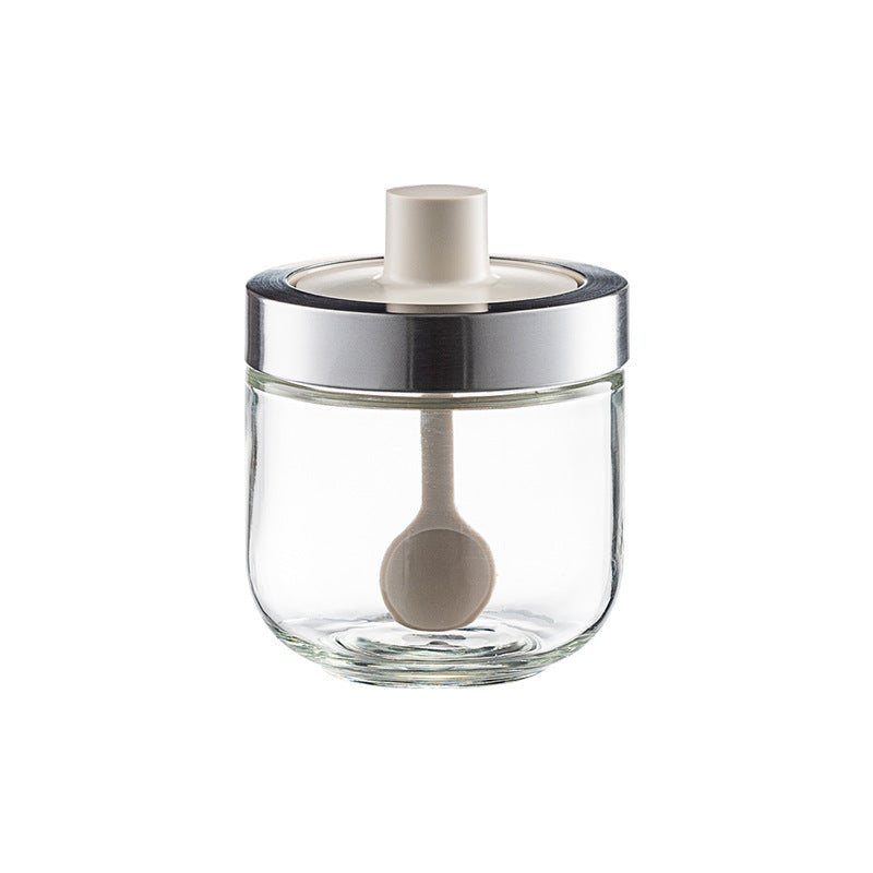 Independent design spoon cover integrated flavor home seasoning salt sugar oil pot kitchen glass flavor case set
